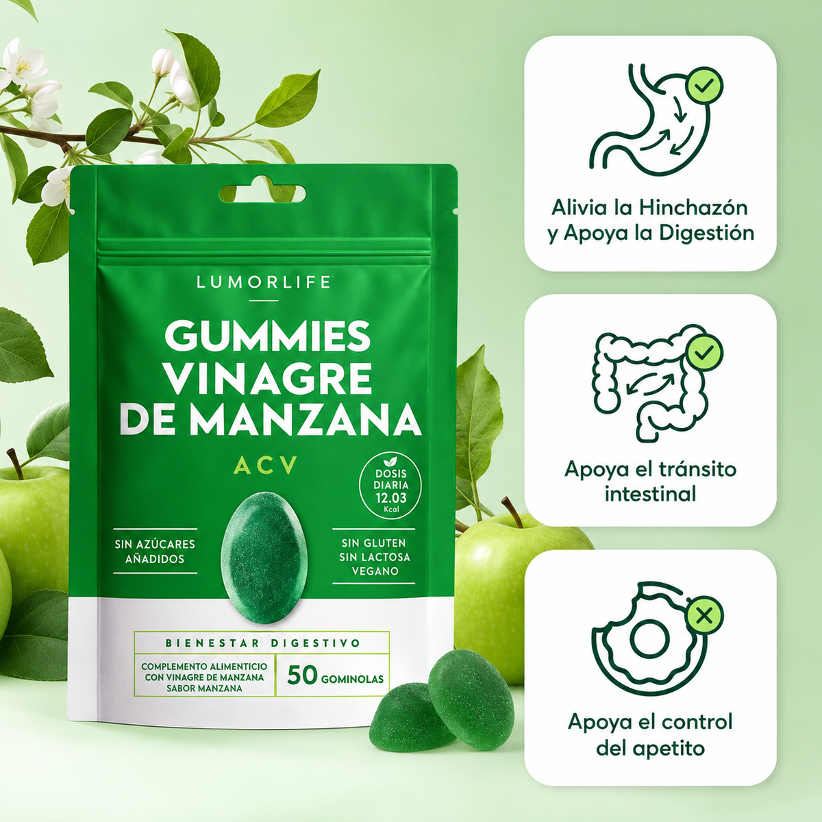 Gummies Vinagre de Manzana, Vitamina C y Pectina